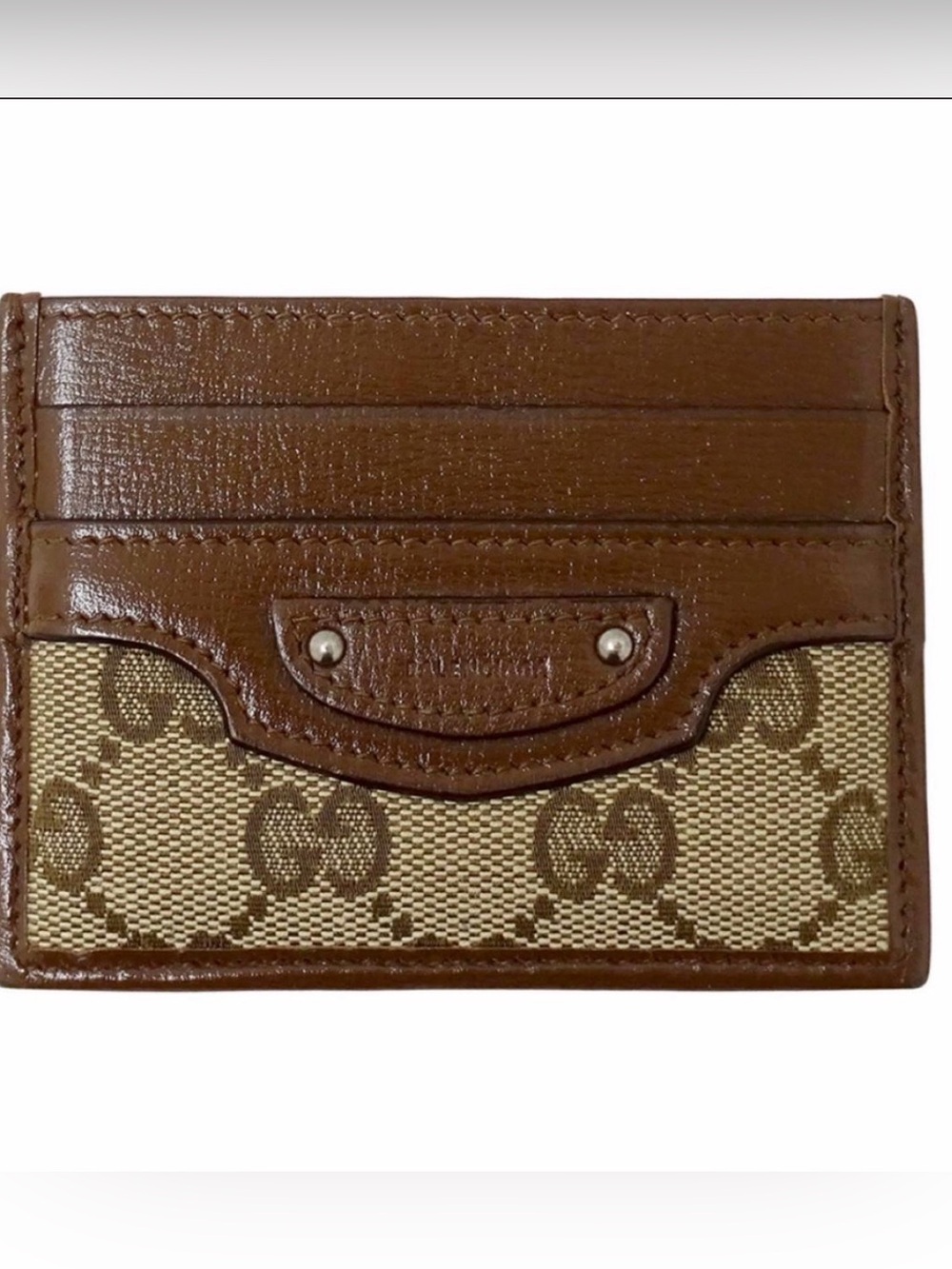 Gucci x Balenciaga Leather Monogram Card Holder